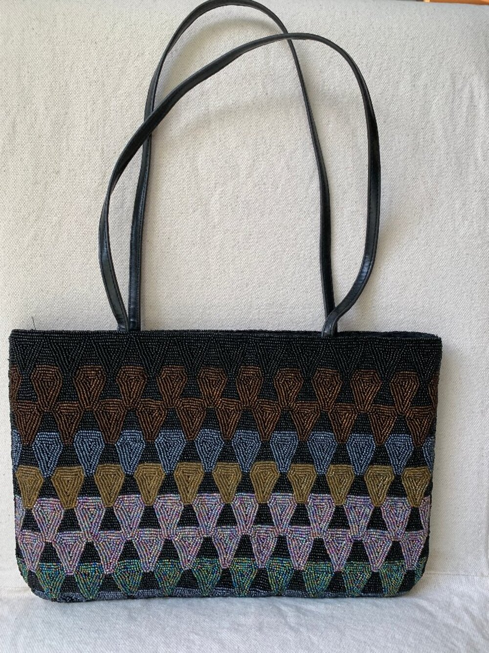 Vintage Y & S Beaded Geometric Shoulder Bag